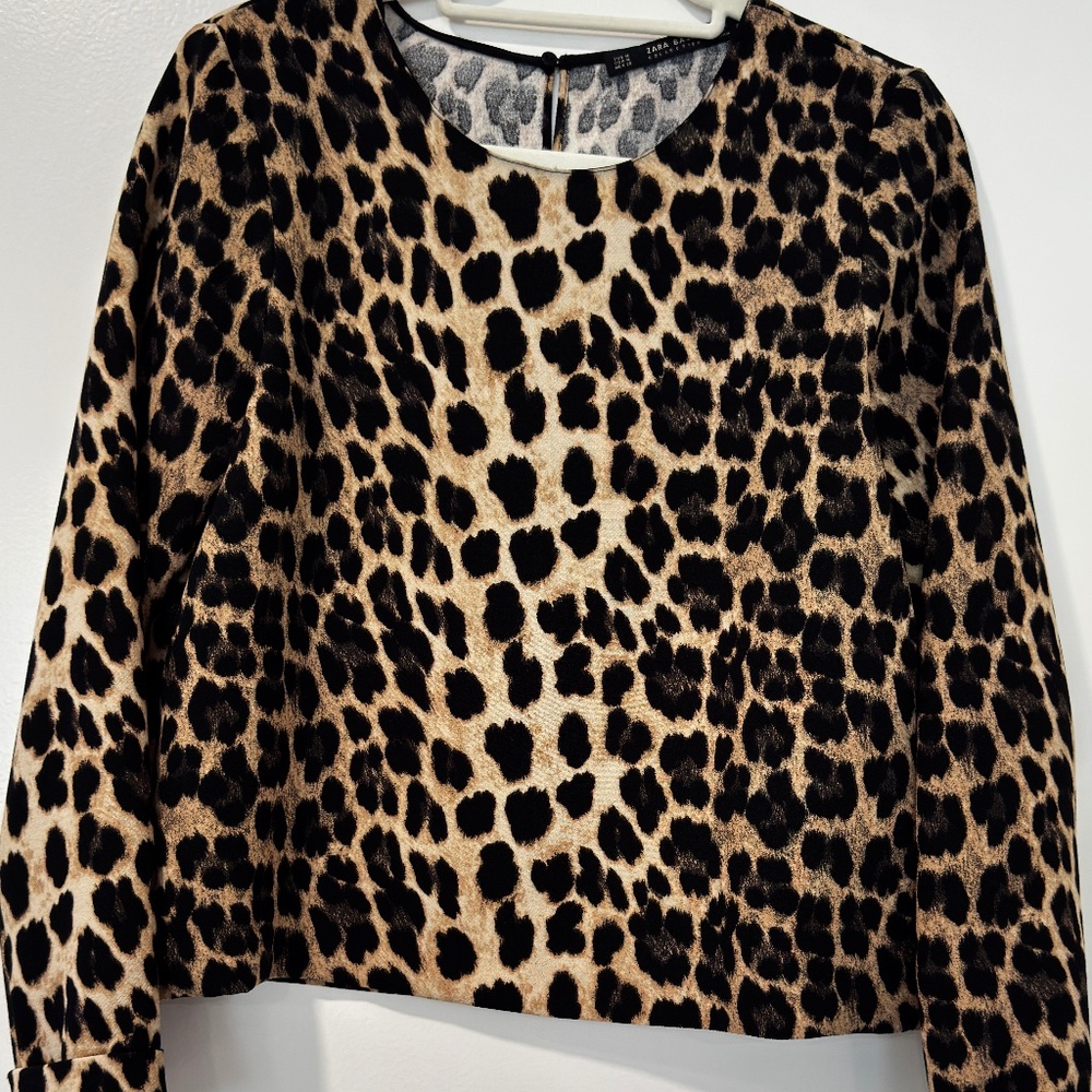 Zara Animal Print Long Sleeve Top